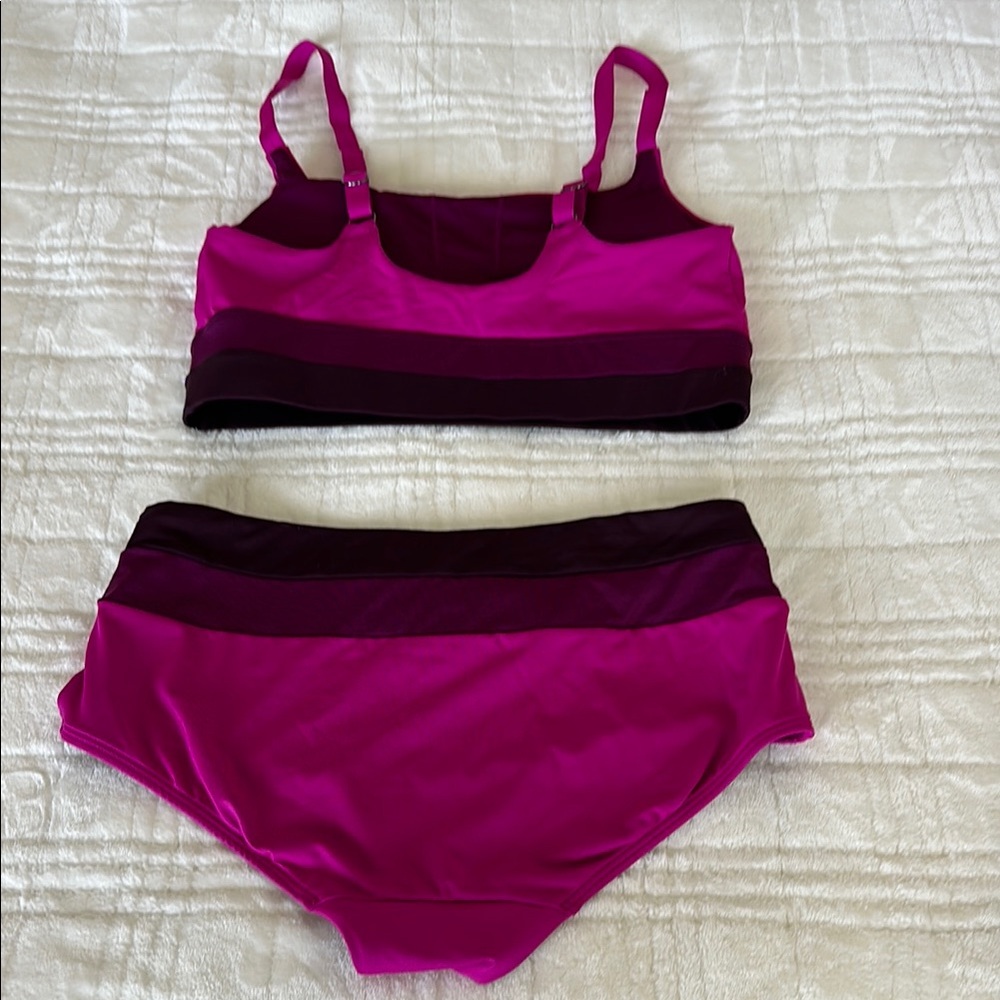EUC Athleta Women's Swim Set - Magenta and Dark Purple - Picture 2 of 4